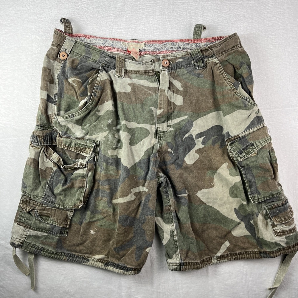 Mens Cargo Short 38 Multicolor Camouflage Cotton Utility Pocket Outdoor Hiking